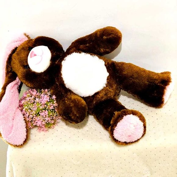 Build A Bear Bunny Rabbit 16" Brown Pink Sparkle - Picture 7 of 11